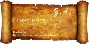 Zinger Anita névjegykártya
